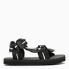 Palm Angels Teen Boys Black Velcro Strap Sandals In Black