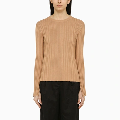 LOULOU STUDIO LOULOU STUDIO | BEIGE SILK BLEND CREW-NECK SWEATER