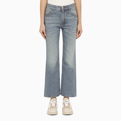 Chloé Washed-effect Cropped Denim Jeans In Blue