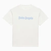 PALM ANGELS WHITE COTTON T-SHIRT WITH LOGO