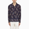 ETRO BLUE BOWLING SHIRT WITH PAISLEY PATTERN