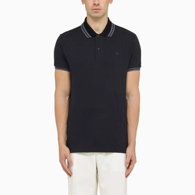 ETRO BLUE SHORT-SLEEVED POLO SHIRT WITH LOGO EMBROIDERY