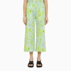 MARNI LIGHT BLUE/GREEN COTTON CROPPED TROUSERS