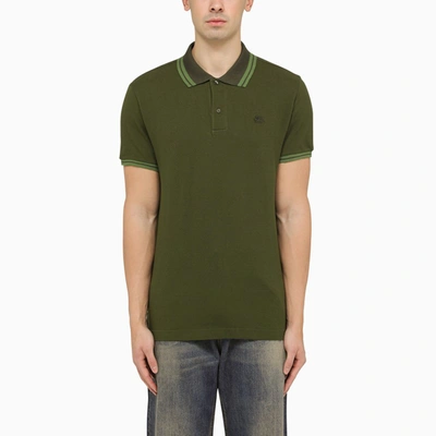 ETRO ETRO GREEN SHORT-SLEEVED POLO SHIRT WITH LOGO EMBROIDERY