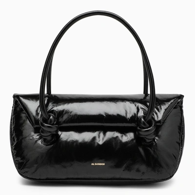 Jil Sander Small Black Leather Shoulder Bag In Beige