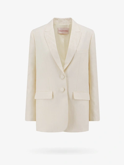 Valentino Silk And Wool-blend Crepe Blazer In White
