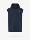 Dolce & Gabbana Sleeveless Jacket Hooded Design Grosgrain Profiles In Blue