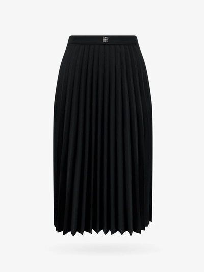 Givenchy Pleated Wool Midi Skirt In Black