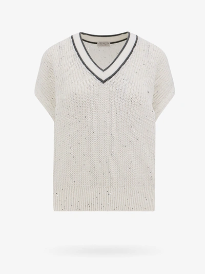 Brunello Cucinelli Dazzling Sweater Vest In White