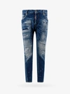 Dsquared2 Blue Slim Jeans With Rips And Bleach Effect In Cotton Blend Denim Man In Blue