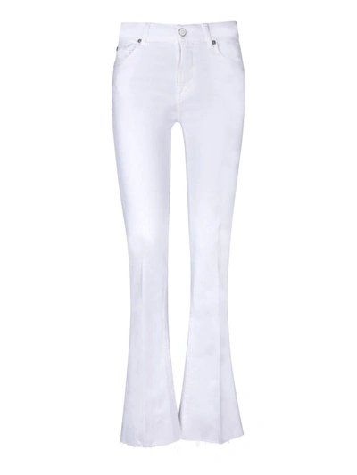 7 For All Mankind 毛边微喇牛仔裤 In White