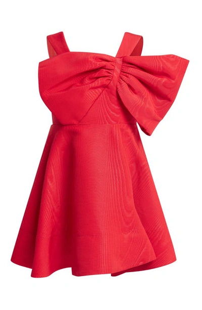 Bardot Junior Kids' Stefania Bow Jacquard Party Dress In Fire Red