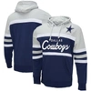 MITCHELL & NESS MITCHELL & NESS GRAY/NAVY DALLAS COWBOYS BIG & TALL HEAD COACH PULLOVER HOODIE