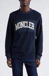 Moncler Navy Embroidered Sweatshirt In Baritone Blue