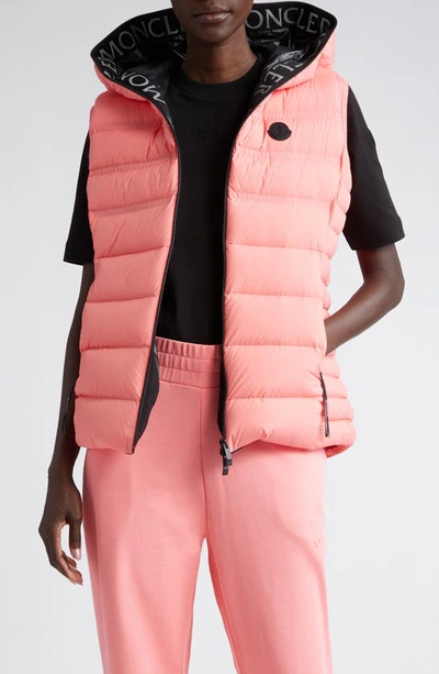 Moncler Aliterse Hooded Puffer Waistcoat In Pink