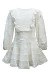 Bardot Junior Kids' Loretta Sequin Embroidered Long Sleeve Chiffon Party Dress In Ivory