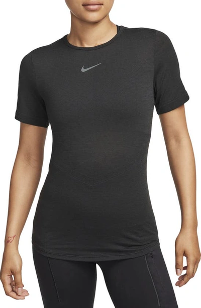 Nike Swift Wool Dri-fit Short-sleeve Running Top In Black