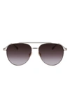 Ferragamo Men's Gancini Evolution Metal Aviator Sunglasses In Gold/brown Gradie