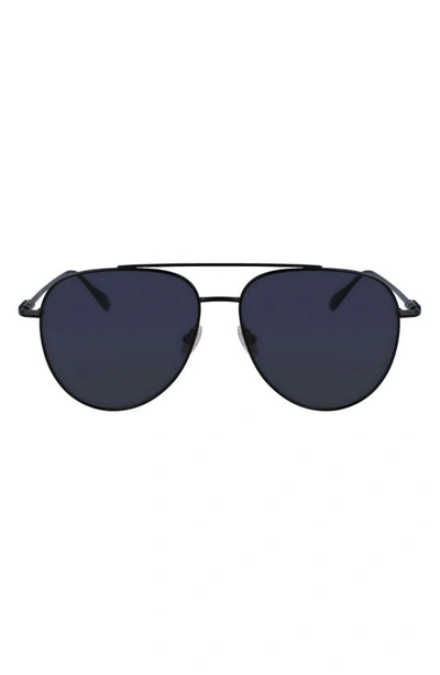 Ferragamo Men's Gancini Evolution Metal Aviator Sunglasses In Black/gray Solid