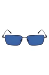 Ferragamo Men's Gancini Evolution Metal Rectangle Sunglasses In Gray/blue Solid