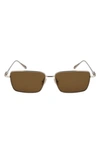 Ferragamo Men's Gancini Evolution Metal Rectangle Sunglasses In Gold/ Brown