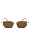 Ferragamo Men's Gancini Evolution Metal Rectangle Sunglasses In Gold/brown