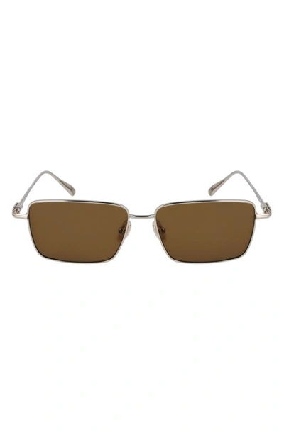 Ferragamo Men's Gancini Evolution Metal Rectangle Sunglasses In Gold/brown