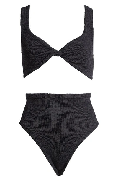 Hunza G Juno Crinkled Two-piece Bikini Set In Black