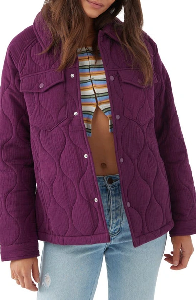 O'neill Emet Quilted Jacket In Plum Wine