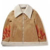 PALM ANGELS BEIGE LEATHER JACKETS & COAT