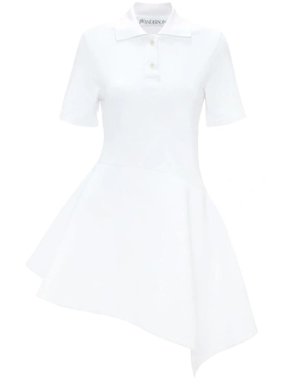 Jw Anderson J.w. Anderson Polo-collar Cotton Asymmetric Dress In White