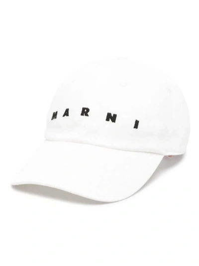 Marni Logo刺绣棒球帽 In White