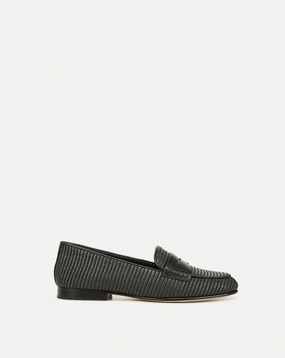Veronica Beard Penny Raffia Loafer In Black Black