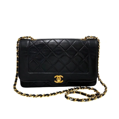 Pre-owned Chanel Diana Leather Shoulder Bag () In Black