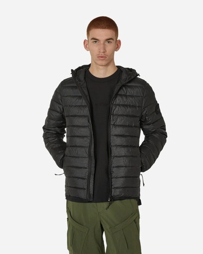Stone Island Hooded Quilted Jacket In Black
