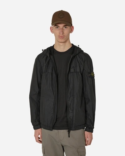 Stone Island Soft-shell Hooded Jacket In Black