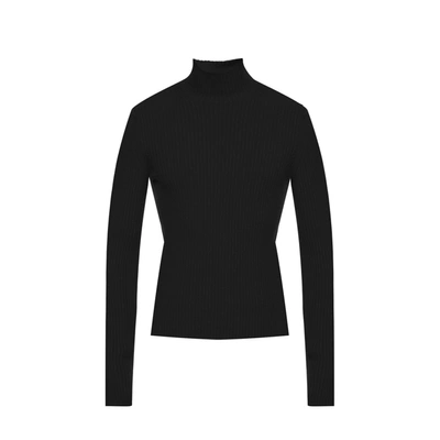 Balenciaga Cashmere Blend Rib Knit Turtleneck In Black