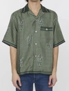 Amiri Men's Diagonal Logo Silk Camp Shirt In Green