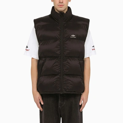 Balenciaga 3b Sports Icon Puffer Vest In Black