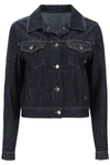 Dolce & Gabbana Logo-plaque Cropped Denim Jacket In Blue