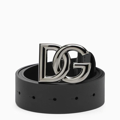 Dolce & Gabbana Dolce&gabbana Belt With Rutenium Dg Plaque In Black