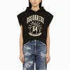 Dsquared2 Black Sleeveless Cotton Sweatshirt With Logo In Black
