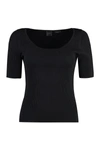 Pinko Round-neck Ribbed T-shirt In Black