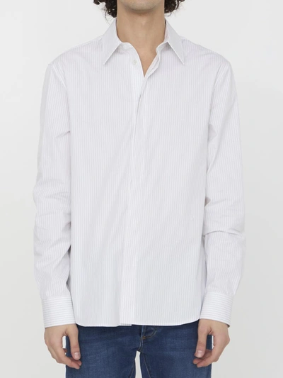Bottega Veneta Pinstriped Cotton Shirt In White