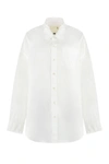 R13 Drop Neck Cotton Poplin Shirt In White
