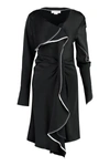 Victoria Beckham Two-tone Draped Crepe-satin Dress In Black