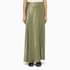 Vince Womens Artichoke-347art Flared-hem Crinkle-texture Satin Midi Skirt In Green