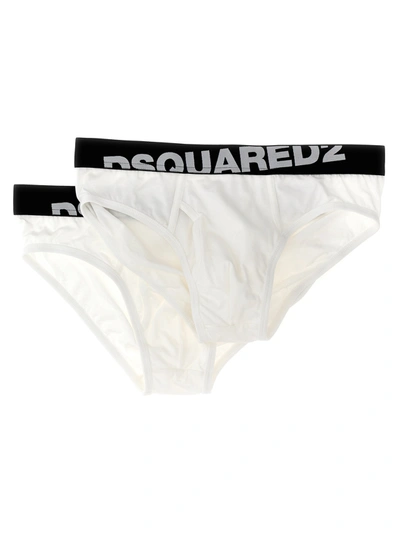 Dsquared2 2-pack Elastic Logo Briefs Underwear, Body White/black