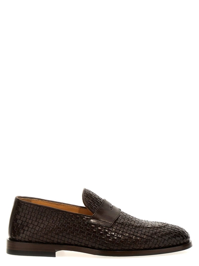 BRUNELLO CUCINELLI BRAIDED LEATHER LOAFERS BROWN