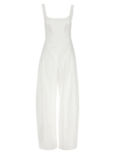 Stella Mccartney Pleated Linen-cotton Corset Jumpsuit In White